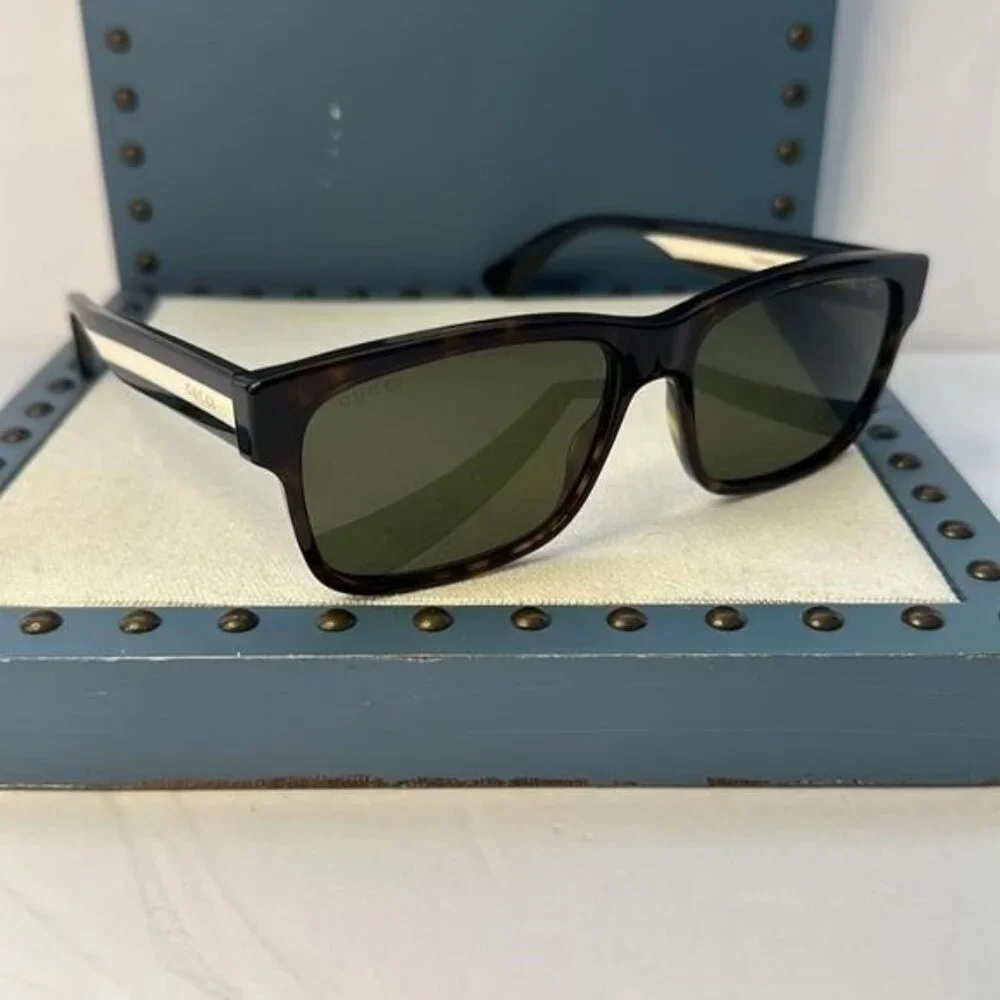💯 Authentic- New Gucci GG0340S 008 Brown Green Sunglasses